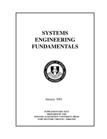 SYSTEMS ENGINEERING FUNDAMENTALS - National Space Grant Foundation