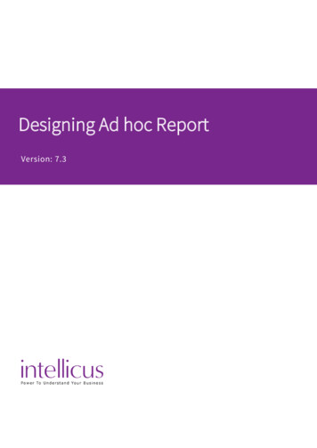 Designing Ad Hoc Report - Intellicus