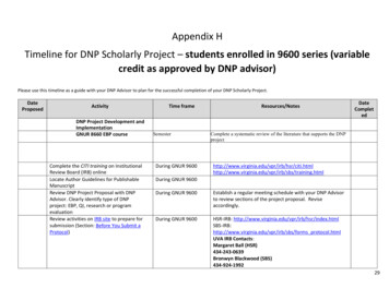 Appendix H Timeline For DNP Scholarly Project - University Of Virginia .