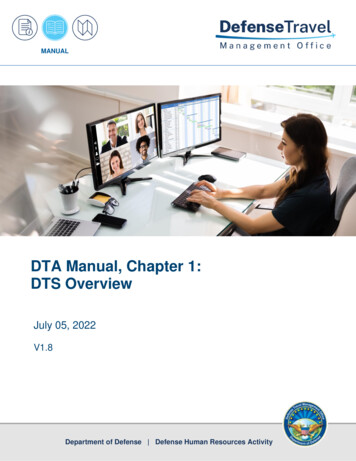 DTA Manual, Chapter 1: DTS Overview - Defense Travel Management Office .