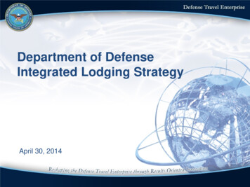 Department Of Defense Integrated Lodging Strategy