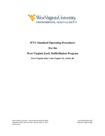 WVU Standard Operating Procedures For The West Virginia Early .