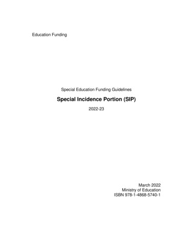 Special Incidence Portion (SIP) - Ontario