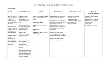 Curriculum Map-- Kings School District -English 12 Map Literature