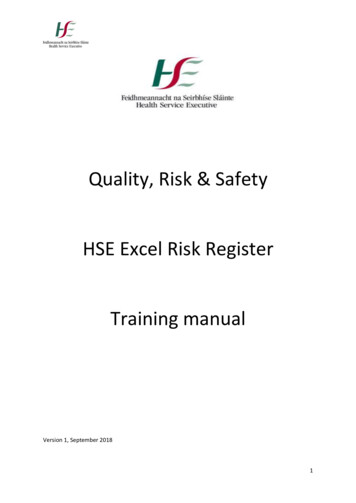 Quality, Risk & Safety HSE Excel Risk Register Training Manual