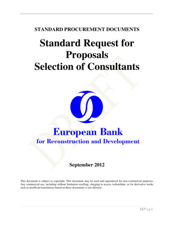 STANDARD PROCUREMENT DOCUMENTS Standard Request For Selection Of .