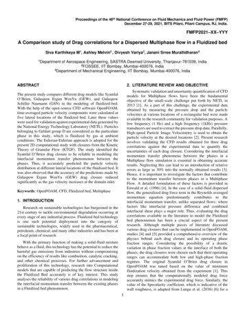 A Comparison Study Of Drag Correlations For A Dispersed Multiphase Flow .