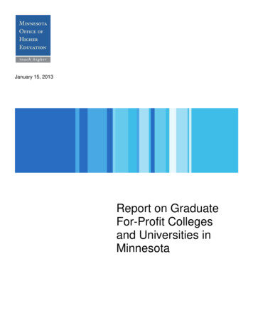 Report On Graduate For-Profit Colleges And Universities In Minnesota