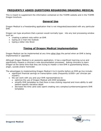 FREQUENTLY ASKED QUESTIONS REGARDING DRAGON MEDICAL General Use Timing .