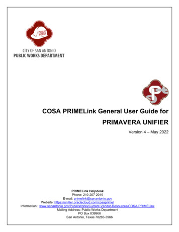 COSA PRIMELink General User Guide For PRIMAVERA UNIFIER