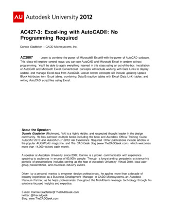 AC427-3: Excel-ing With AutoCAD : No Programming Required