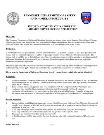 TENNESSEE DEPARTMENT OF SAFETY AND HOMELAND SECURITY - TN.gov
