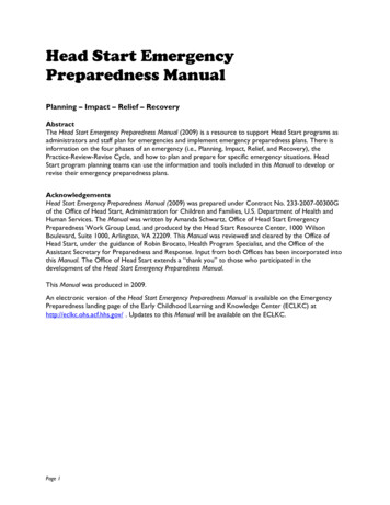 Head Start Emergency Preparedness Manual