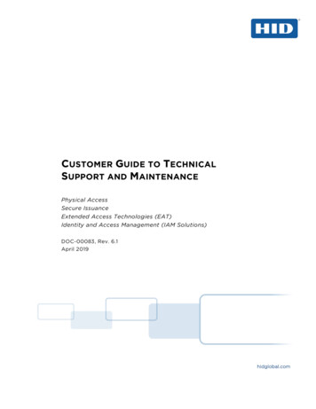 Customer Guide To Technical Support And Maintenance - HID Global