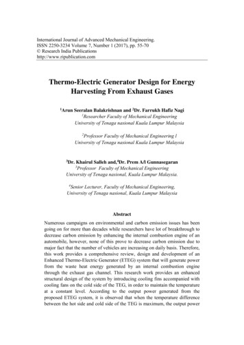 Thermo-Electric Generator Design For Energy Harvesting From Exhaust Gases