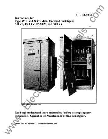 Type WLI And WVB Metal Enclosed Switchgear And - Electrical Part Manual S
