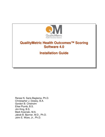 QualityMetric Health Outcomes Scoring Software 4.0 Installation Guide