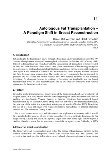 Autologous Fat Transplantation A Paradigm Shift In Breast . - IntechOpen