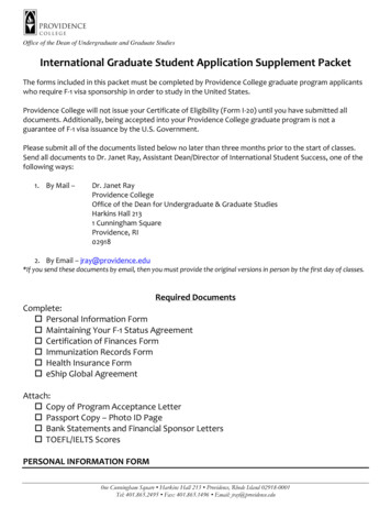 International Graduate Student Application Supplement Packet