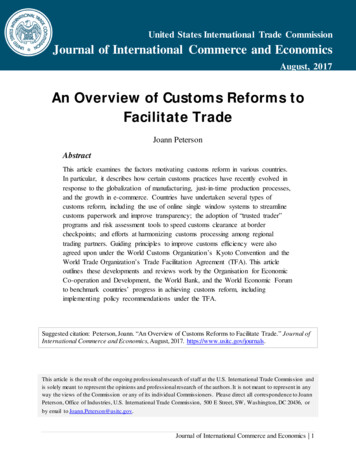 An Overview Of Customs Reforms To Facilitate Trade