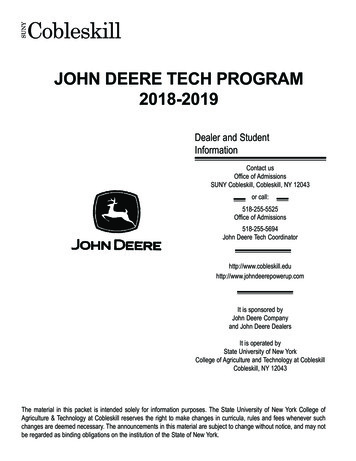 JOHN DEERE TECH PROGRAM 2018-2019 - SUNY Cobleskill