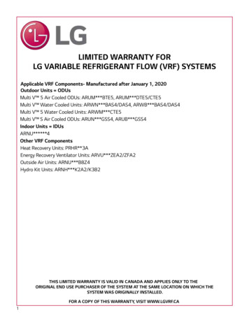 Limited Warranty For Lg Variable Refrigerant Flow (Vrf) Systems