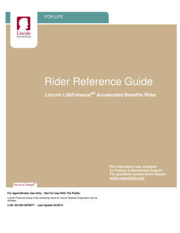 Lincoln National Life Enhance Rider Reference Guide