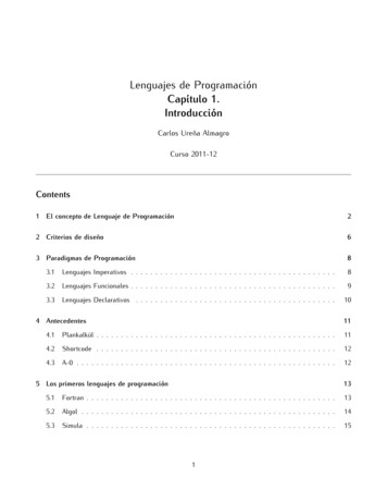 Lenguajes De Programación Capítulo 1. Introducción