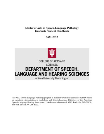 Master Of Arts In Speech-Language Pathology Graduate Student Handbook .
