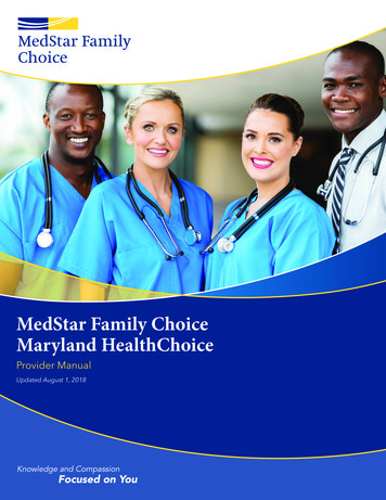 MedStar Family Choice Provider Manual - Maryland.gov