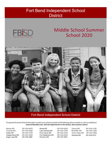 Middle School Summer School 2020 - Fort Bend ISD / Homepage