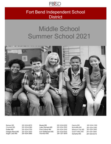 Middle School Summer School 2021 - Fort Bend ISD / Homepage