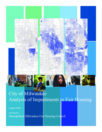 City Of Milwaukee Analysis Of Impediments To Fair Housing