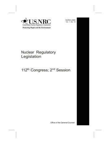 NRC: ML13274A489 - Nuclear Regulatory Legislation