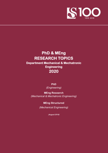 PhD & MEng RESEARCH TOPICS - SUN