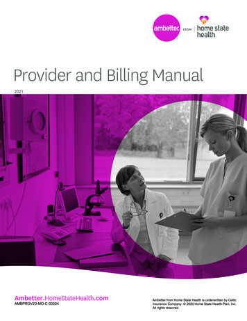 Provider And Billing Manual - Ambetter From Home State Health