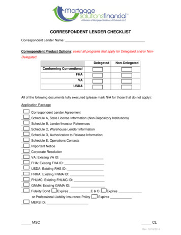 Correspondent Lender Checklist