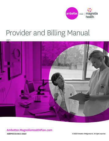 Provider And Billing Manual - Ambetter From Magnolia Health