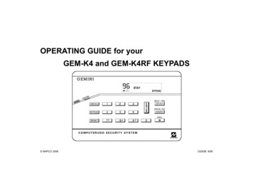 OPERATING GUIDE For Your GEM-K4 And GEM-K4RF KEYPADS