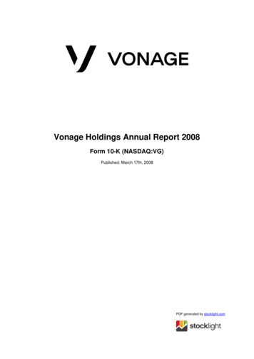 Vonage Holdings Annual Report 2008 - Stocklight 