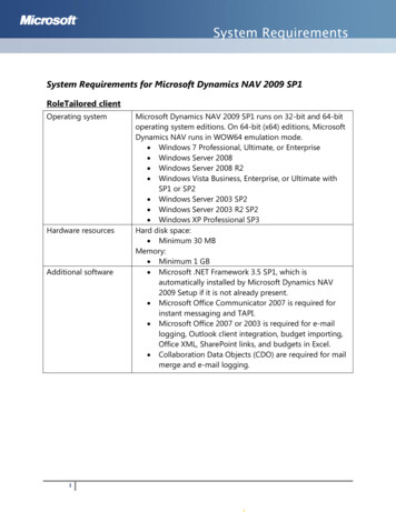 System Requirements For Microsoft Dynamics NAV 2009