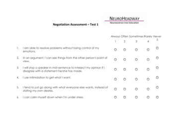 Negotiation Assessment Test 1 - Neuroheadway 