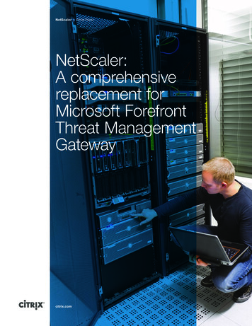 NetScaler: A Comprehensive Replacement For Microsoft Forefront Threat .