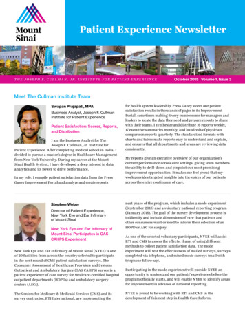 Patient Experience Newsletter - Mount Sinai Health System