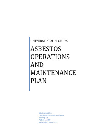 University Of Florida Asbestos Operations And Maintenance Plan