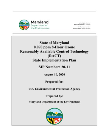 State Of Maryland Reasonably Available Control Technology (RACT) State .