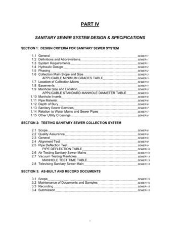 Sanitary Sewer System Design & Specifications