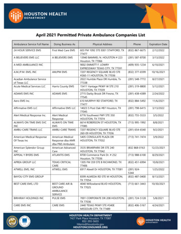 April 2021 Permitted Private Ambulance Companies List - Houston