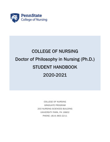 COLLEGE OF NURSING Doctor Of Philosophy In Nursing . - Penn State Nursing