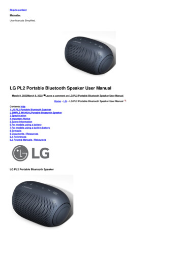 LG PL2 Portable Bluetooth Speaker User Manual - Manuals 